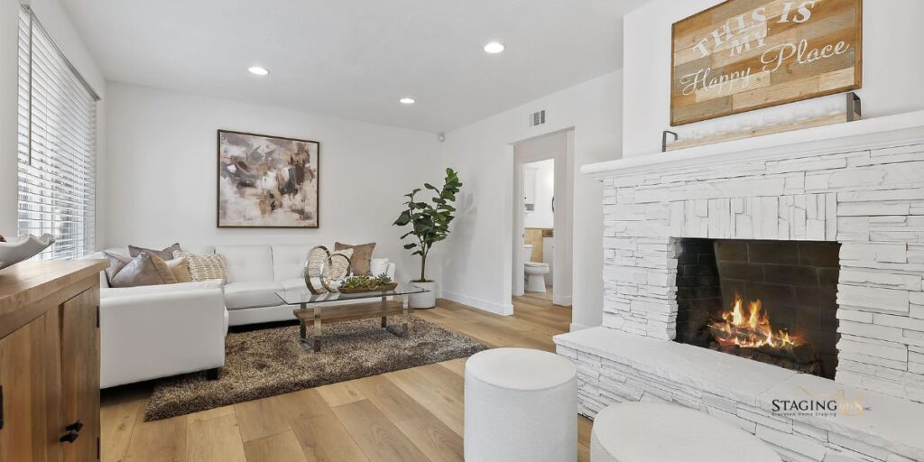 Los Gatos family room after home staging.